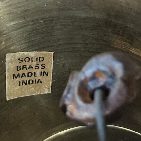 Vintage Solid Brass Bell Cloisonne Enamel Flower Design - Picture 8 of 9